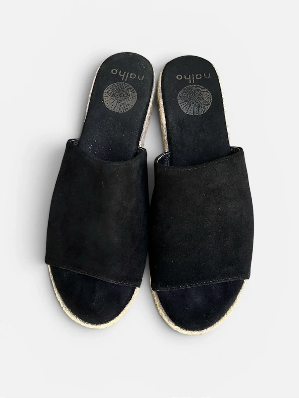 Nalho Espadrille Mule Yoga Mat Slide Sandal in Black Size 8